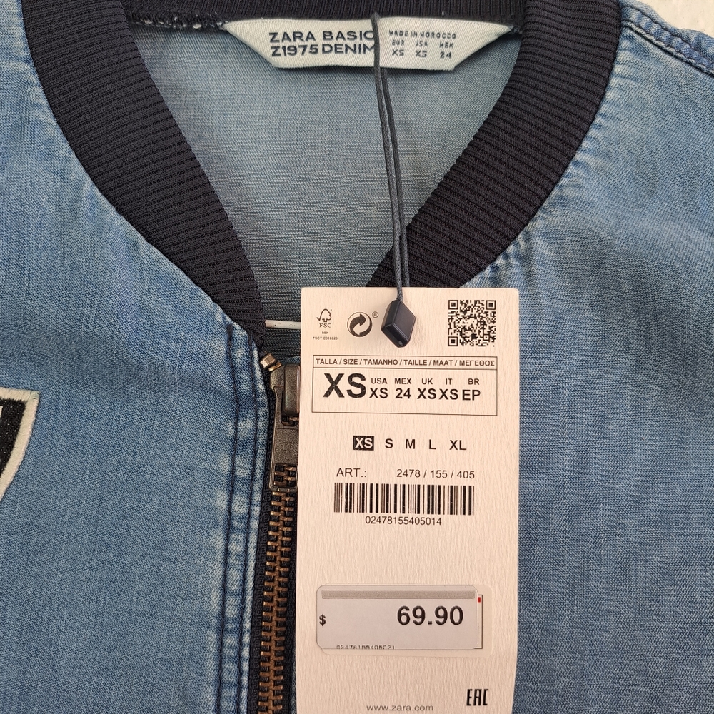 🆕️NWT ZARA BASIC Z1975 DENIM Jacket - Picture 3 of 7